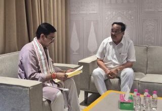 Mahanadi Water Dispute: Union Minister of State Tokhan Sahu meets Jal Shakti Minister C.R. Patil.