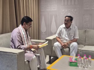Mahanadi Water Dispute: Union Minister of State Tokhan Sahu meets Jal Shakti Minister C.R. Patil.