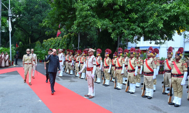 Governor Ramen Deka hoisted the flag at Lok Bhawan and took the salute at the parade.