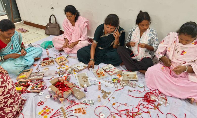 Rakhis adorned with paddy, rice, and resin—'Didis' showcase their craftsmanship.