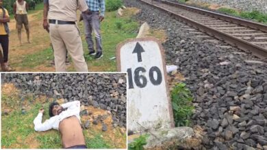 Body of unidentified young man found on railway track in Surajpur; suspected death due to falling from a train.