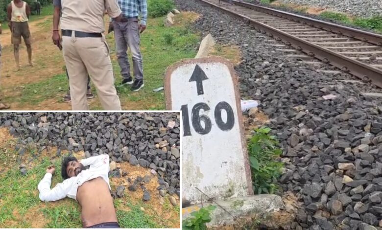 Body of unidentified young man found on railway track in Surajpur; suspected death due to falling from a train.