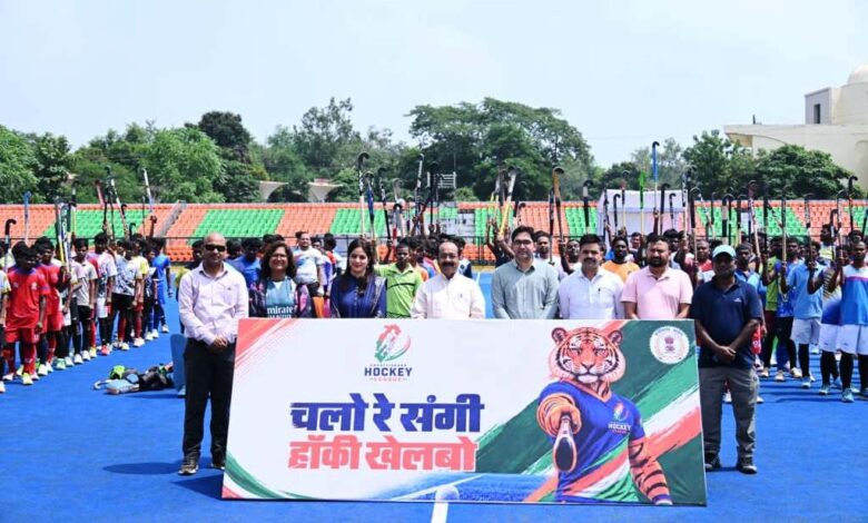 223 players showcased their skills on the first day of the Chhattisgarh Hockey League selection trials; Arun Sao boosted the players' morale.