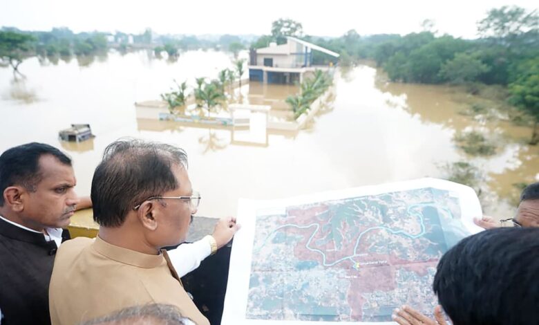 CM Vishnu Deo Sai visits flood-affected areas of Bastar; announces additional aid of ₹10,000 for affected families.