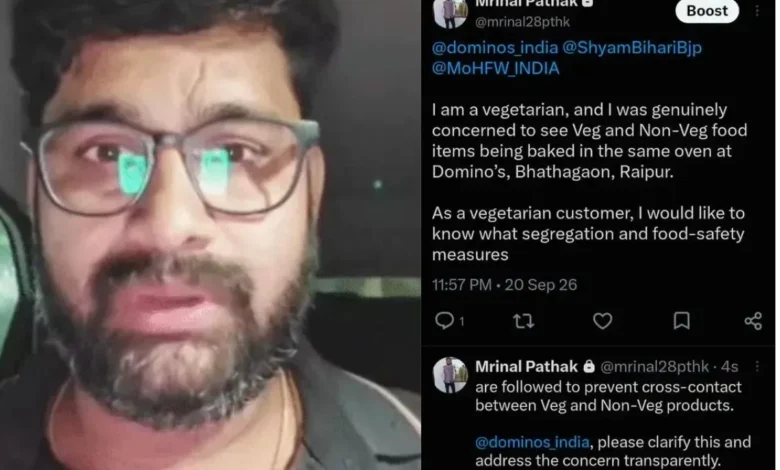 Raipur News: Veg and non-veg pizzas were being prepared in the same oven at a Domino’s outlet; complaint sparks an uproar.