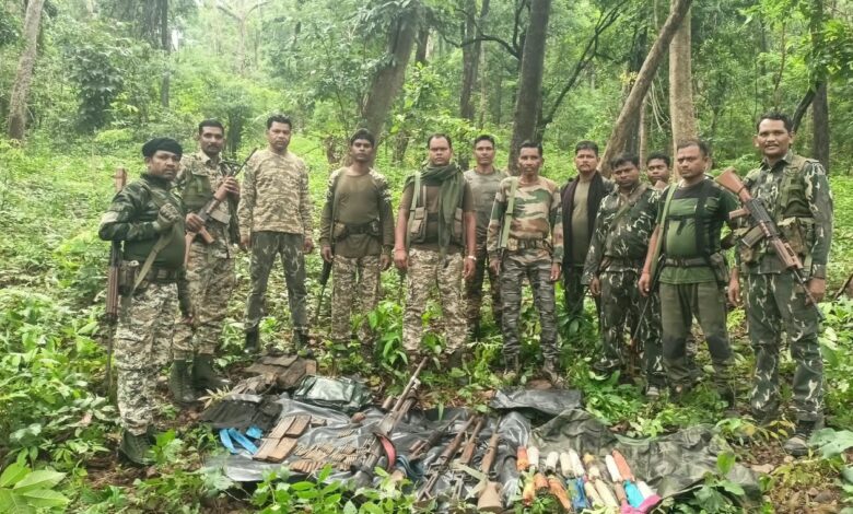 Major success for security forces in Bijapur; Maoist dump found in the forest; weapons and ammunition recovered.