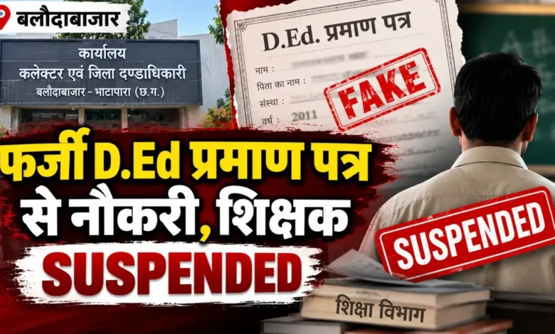 Government job secured with a fake D.El.Ed. certificate! Assistant teacher suspended in Baloda Bazar.