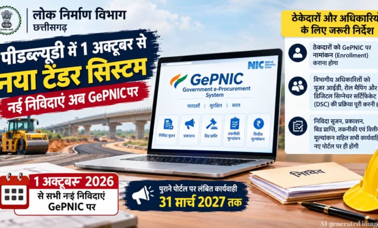 A new phase of e-tendering in Chhattisgarh PWD; process to begin on GePNIC from October 1.