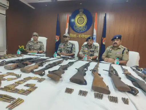 Major operation against Naxalites in Dantewada; arms dump including AK-47s and INSAS rifles recovered.