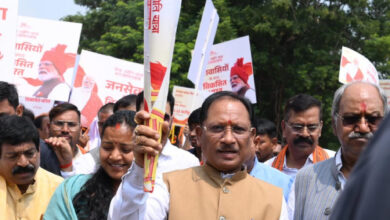 CM Sai holds the torch; grand ‘Seva Jyoti Yatra’ taken out in Raipur; pledge made for a developed Chhattisgarh by 2047.