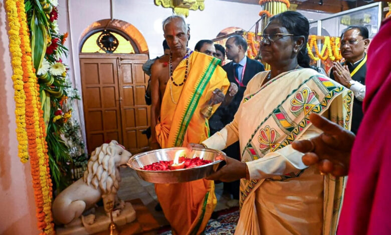 President Droupadi Murmu offered prayers at the Maa Danteshwari Temple and wished for the nation's happiness and prosperity.