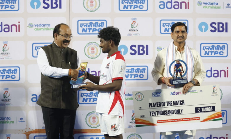 Chhattisgarh Hockey League: Mainpat Titans defeated Rajdhani Royals 5-2; Mohit Nayak named Player of the Match.