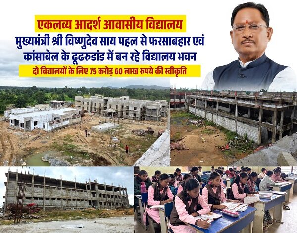 Educational infrastructure in Jashpur strengthened on CM Sai's directives; new schools being built for tribal students.