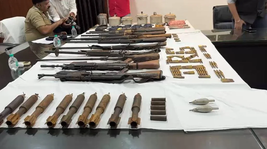 Major operation against Naxalites in Dantewada; arms dump, including AK-47s and INSAS rifles, recovered.