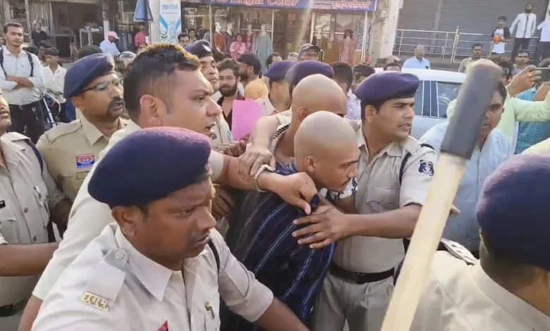 Balod Acid Attack: Police produce accused in court with heads shaved; angry crowd demands hanging.