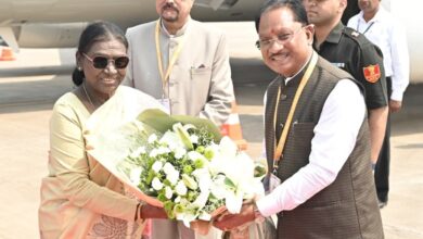 President Droupadi Murmu has arrived in Raipur; she will participate in the 'Muria Darbar' on October 23.