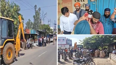 Uproar in Raipur over crackdown on illegal dhaba; owner pours petrol on himself.